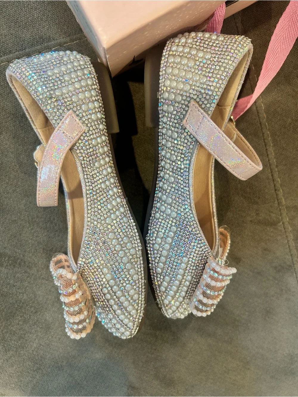 Doe a Dear Pink Rhinestone Girls Shoes Size 29 US 11.5